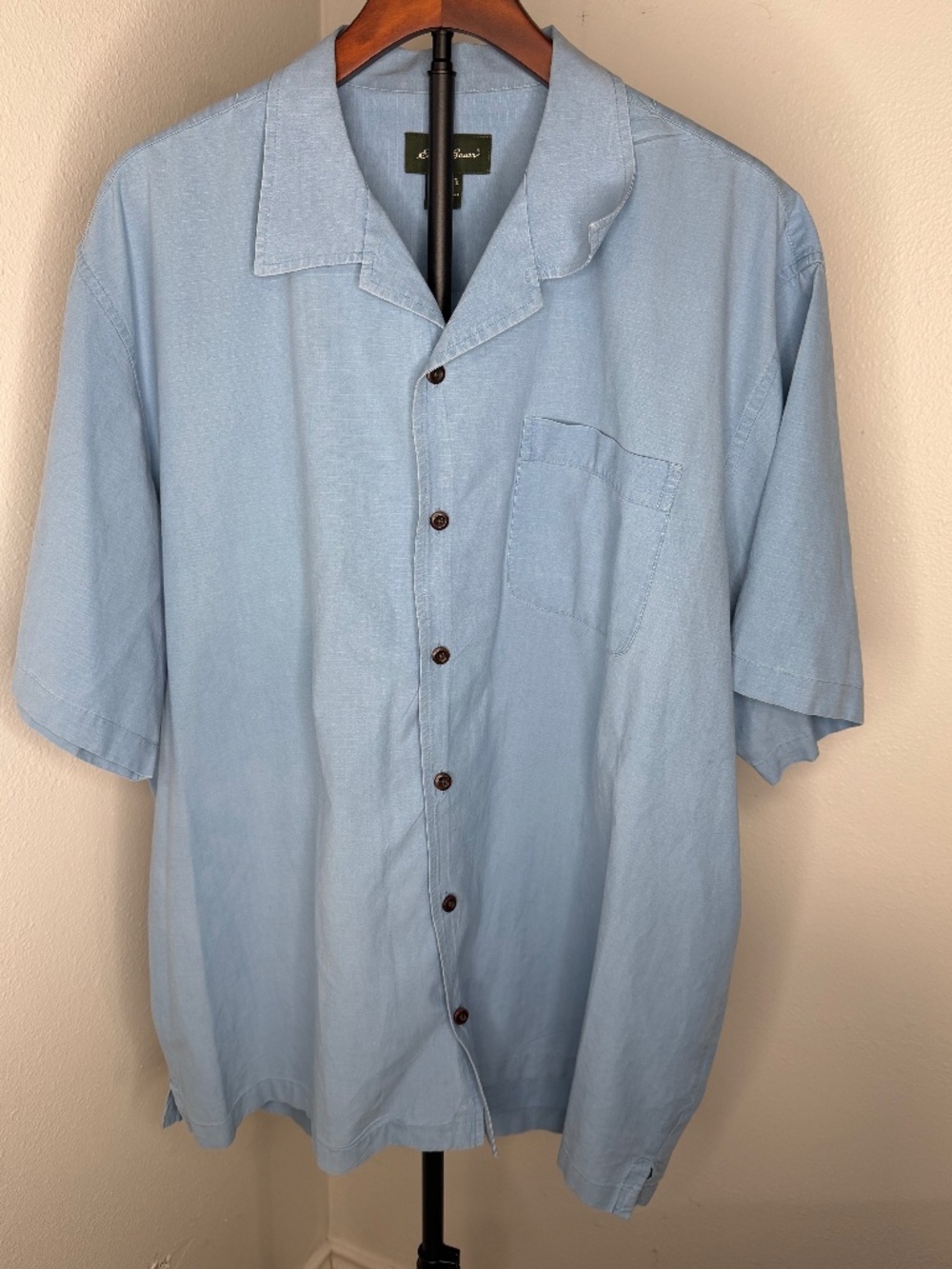 Edie Bauer Blue Short Sleeve Button Down Shirt